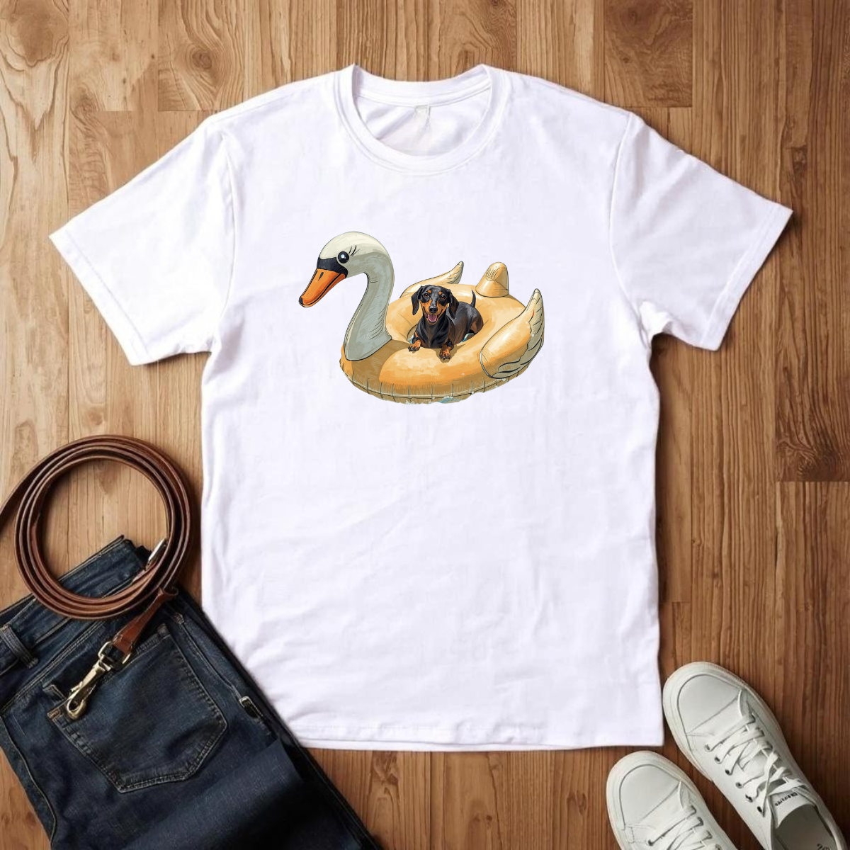 Dachshund Pool Time- T-Shirt