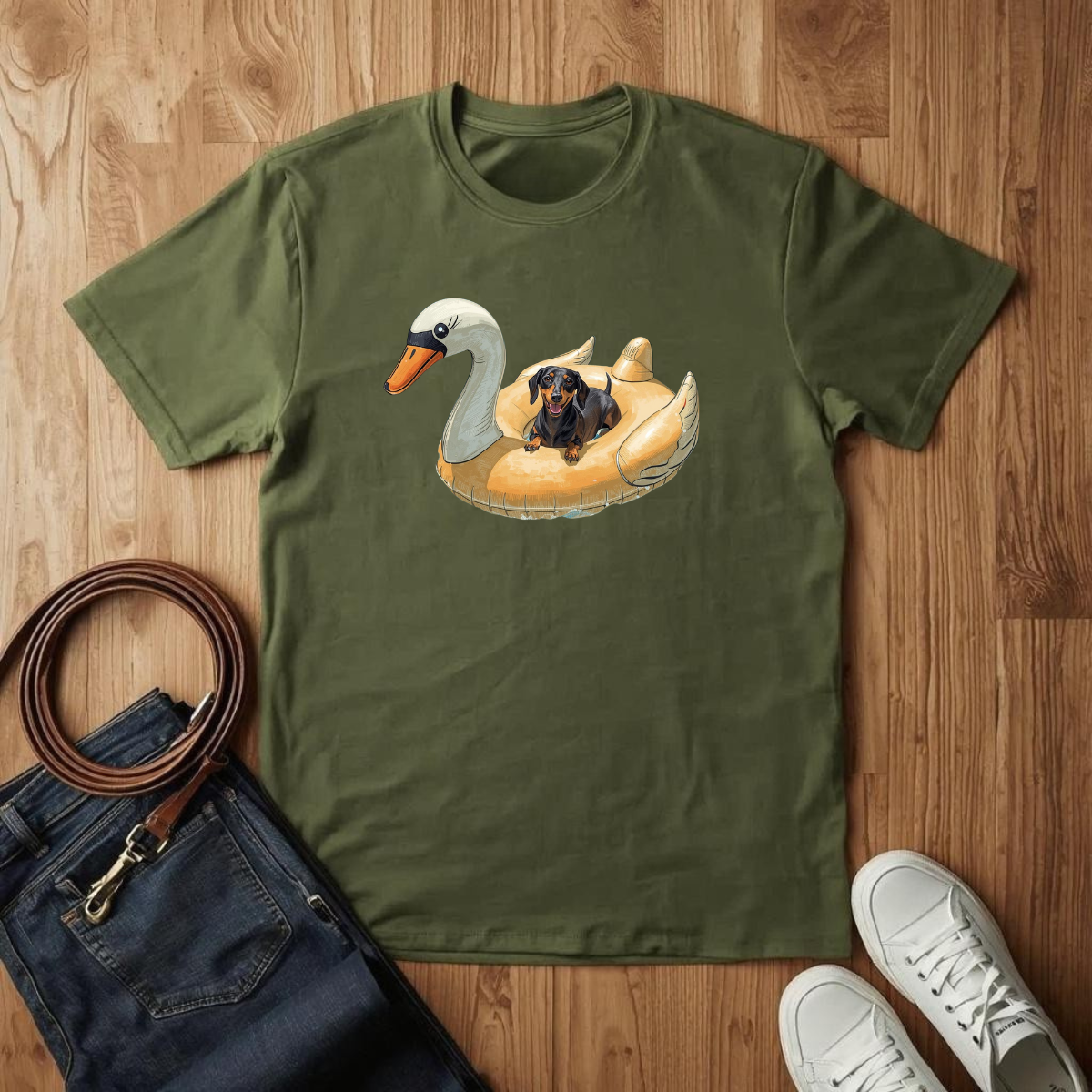 Dachshund Pool Time- T-Shirt