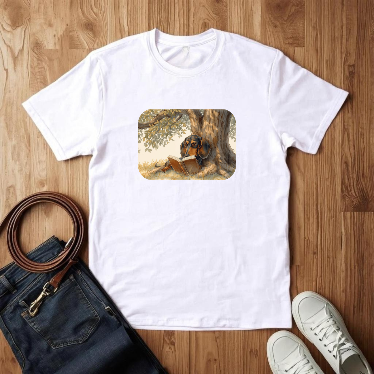 Dachshund Bookworm- T-Shirt