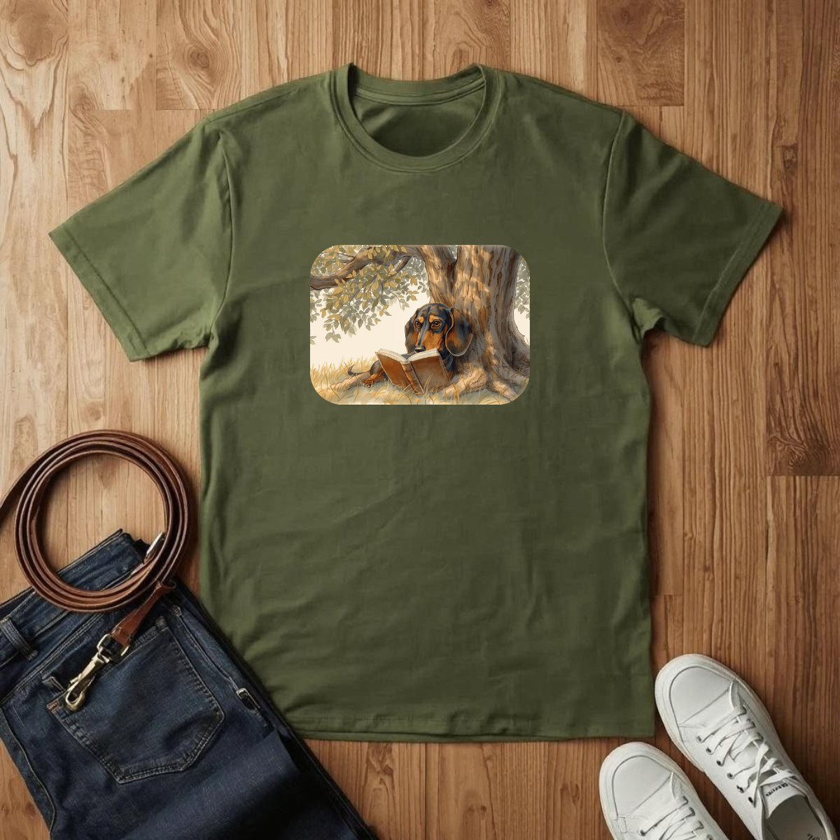 Dachshund Bookworm- T-Shirt