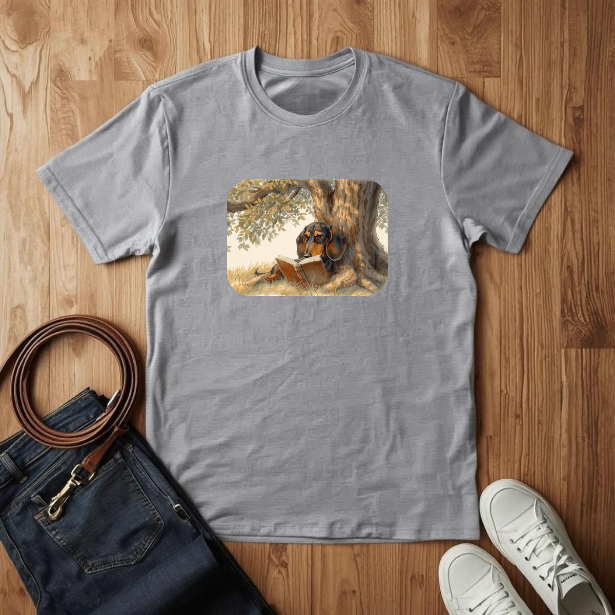 Dachshund Bookworm- T-Shirt