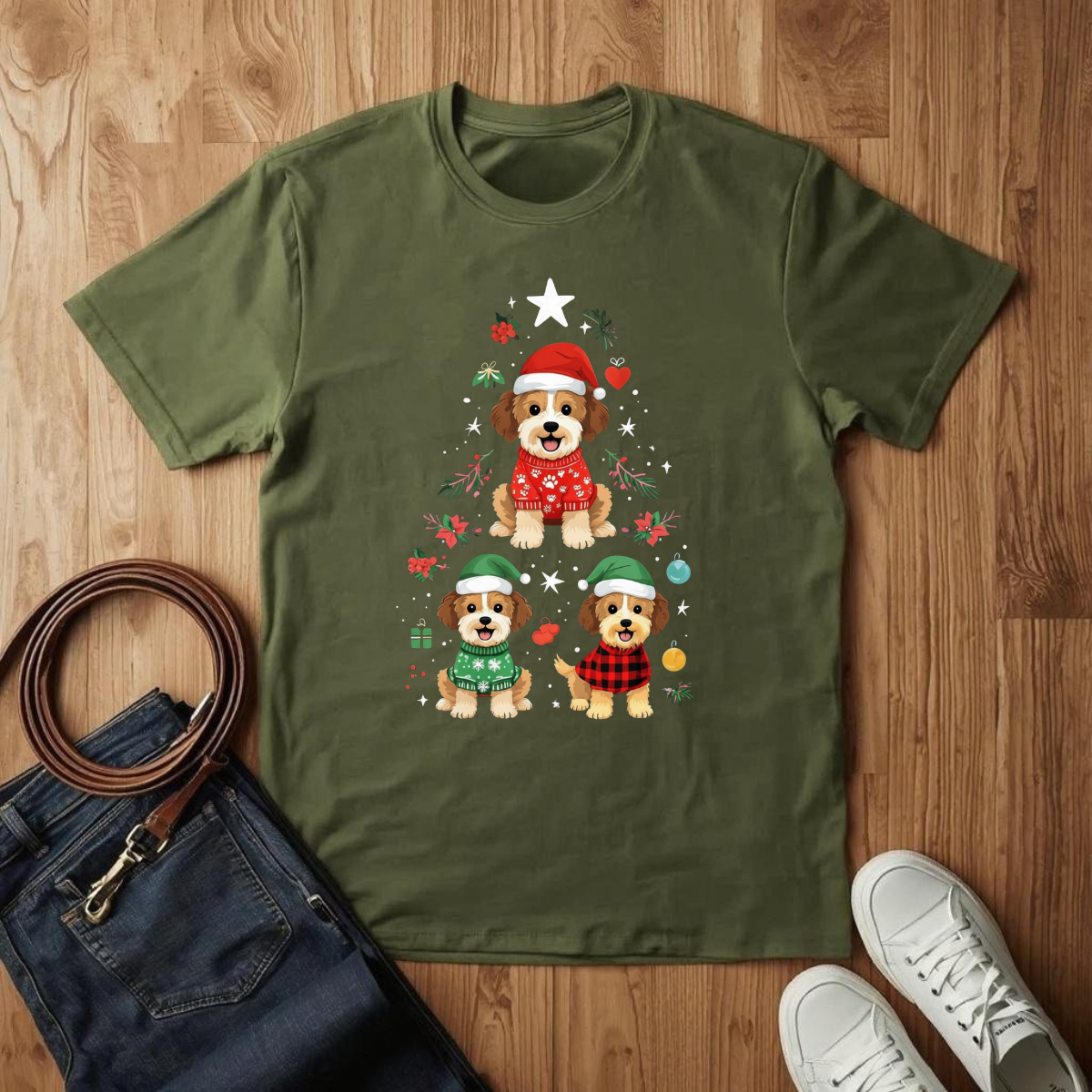 Doggy Christmas Tree- T-Shirt