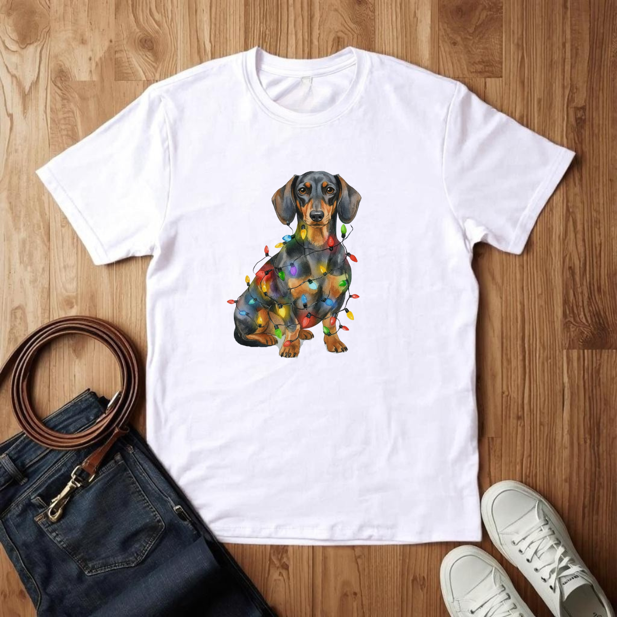 Dachshund Christmas Lights- T-Shirt