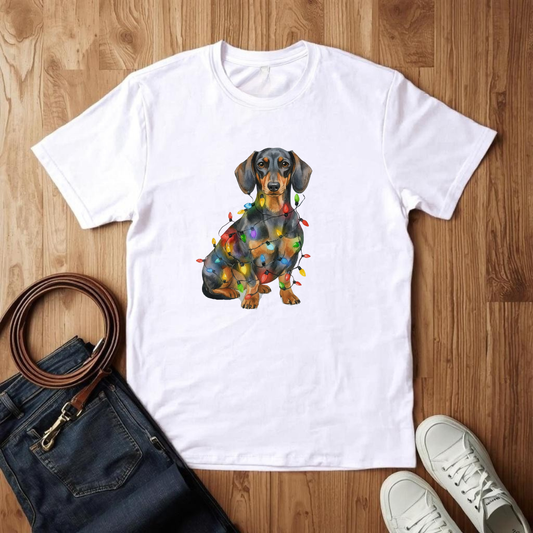 Dachshund Christmas Lights- T-Shirt