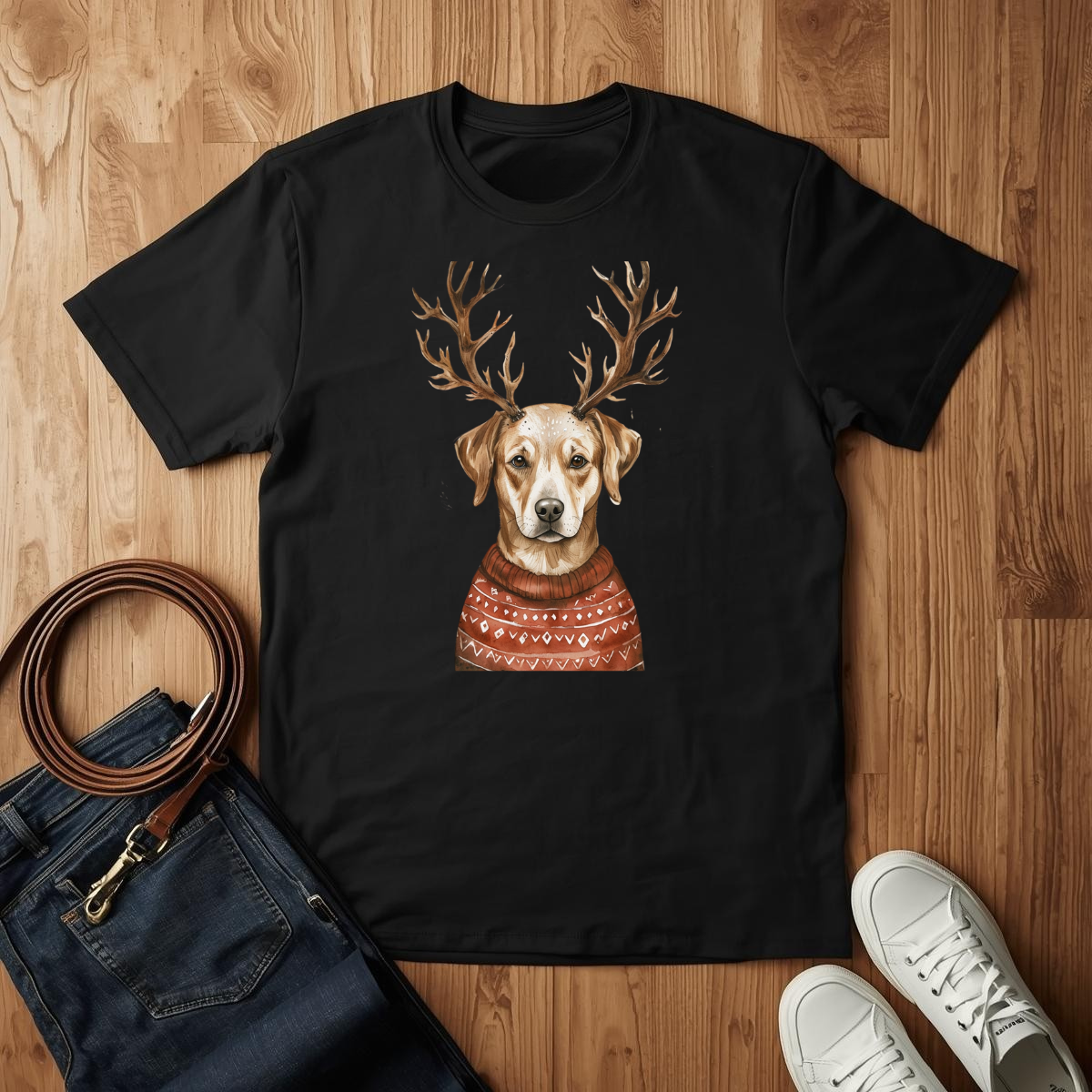 Yellow Lab Reindeer- T-Shirt