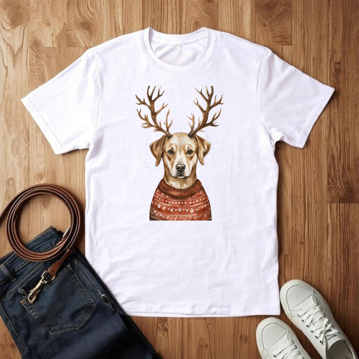 Yellow Lab Reindeer- T-Shirt