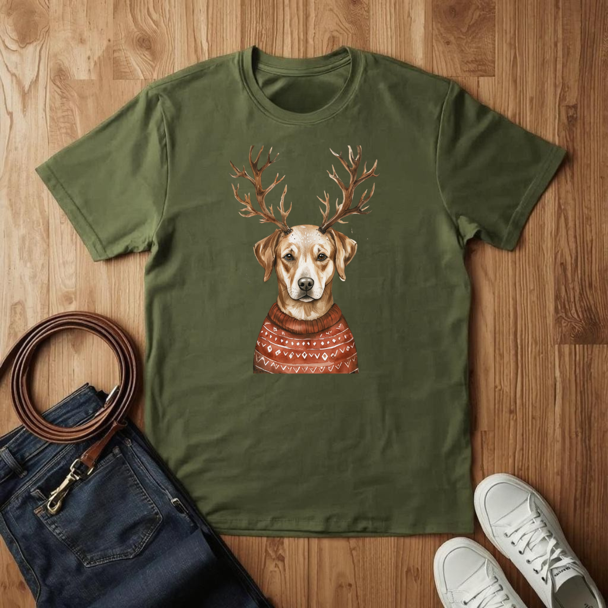 Yellow Lab Reindeer- T-Shirt