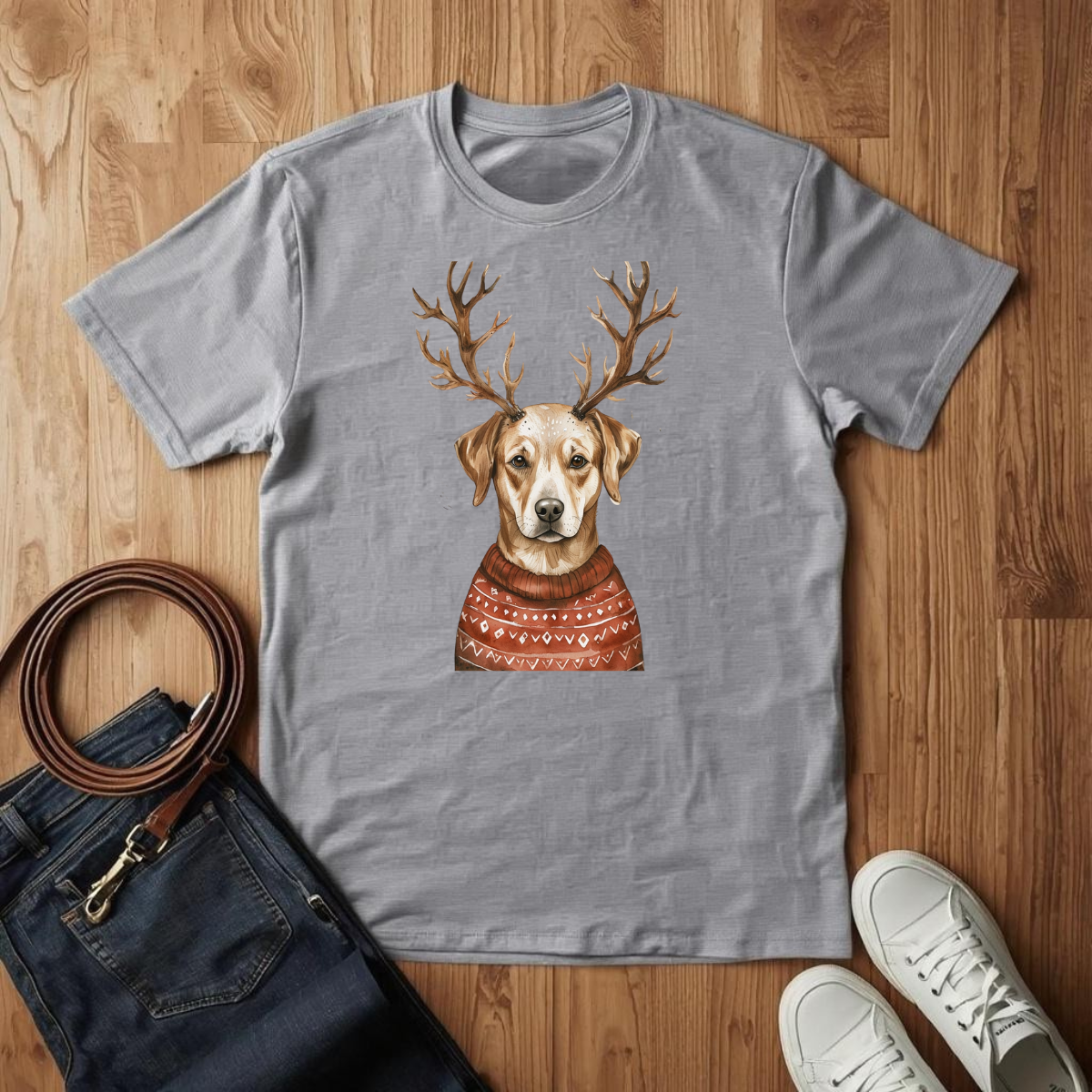 Yellow Lab Reindeer- T-Shirt