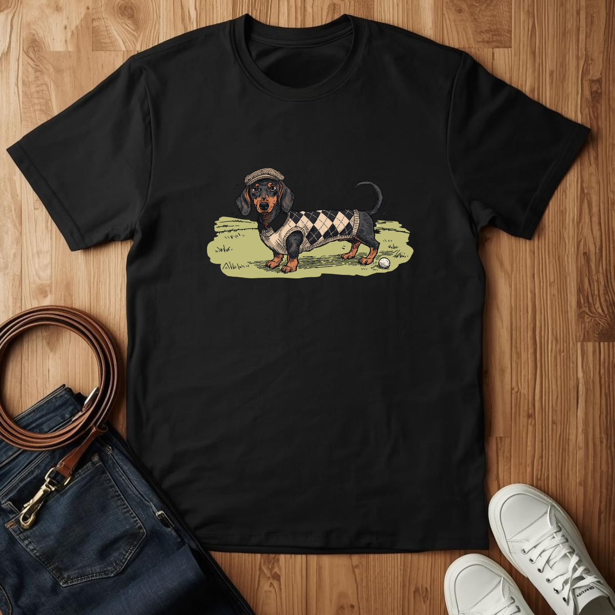 Golfer Dachshund- T-Shirt