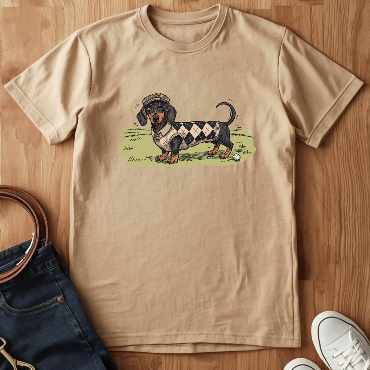 Golfer Dachshund- T-Shirt