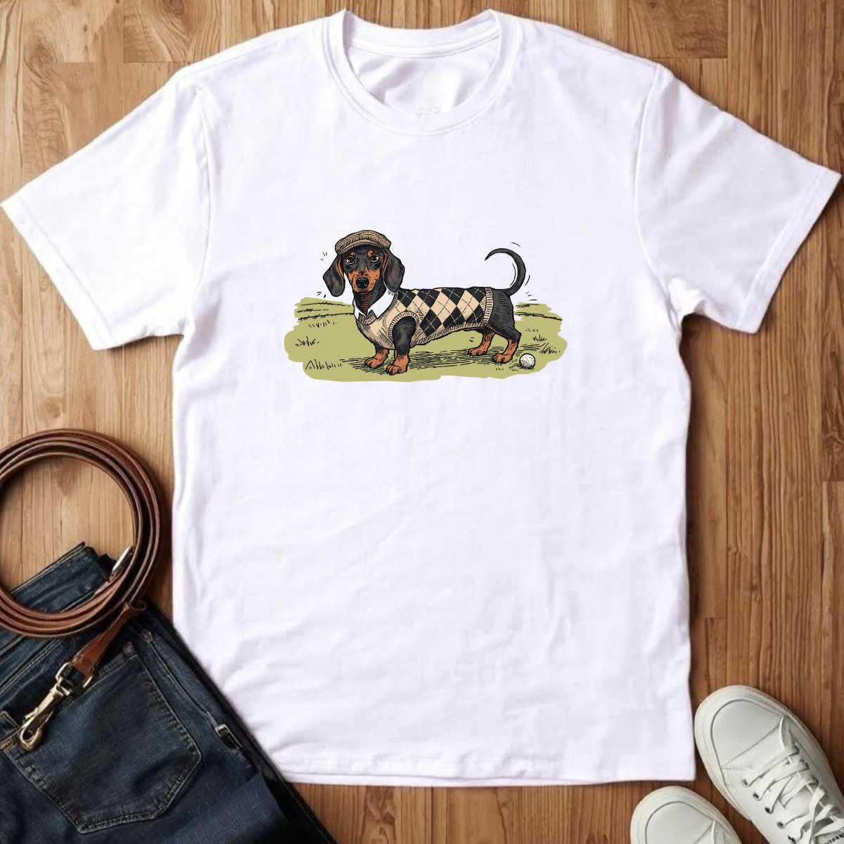 Golfer Dachshund- T-Shirt