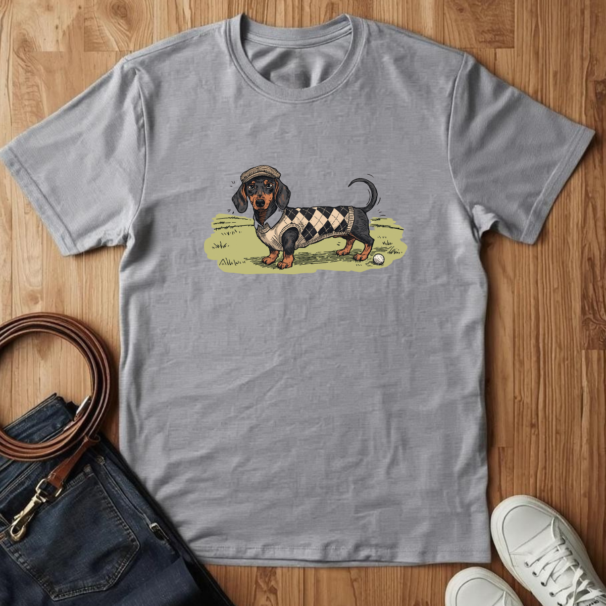 Golfer Dachshund- T-Shirt