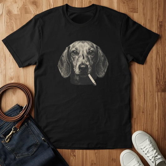Smoking Dachshund- T-Shirt